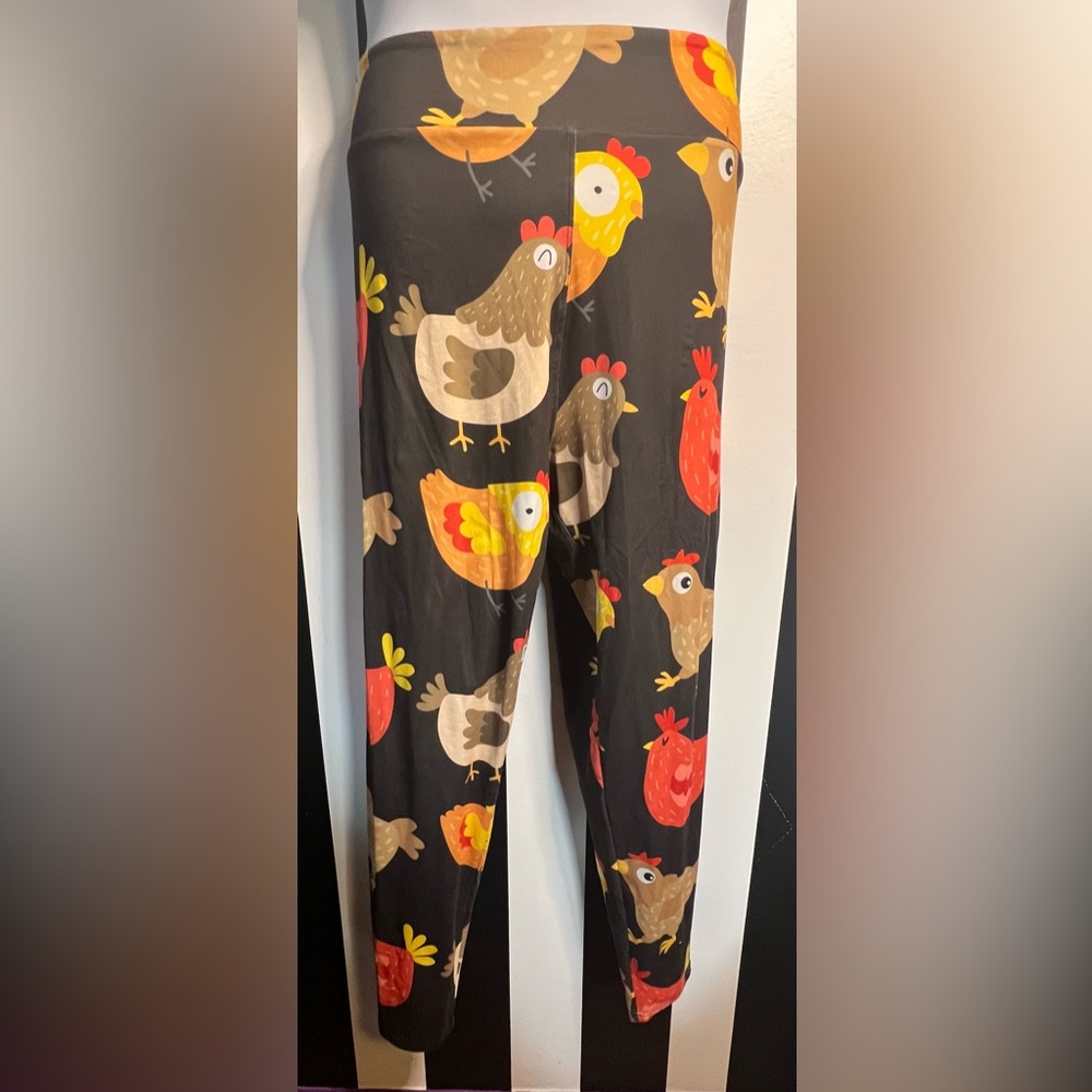 Chicken Rooster High-Waisted, Buttery Soft Plus Leggings or Yoga Pants; Sz 18-22